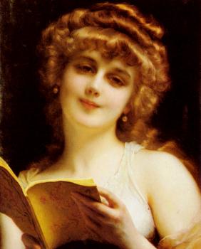 Etienne Adolphe Piot : A Blonde Beauty Holding a Book